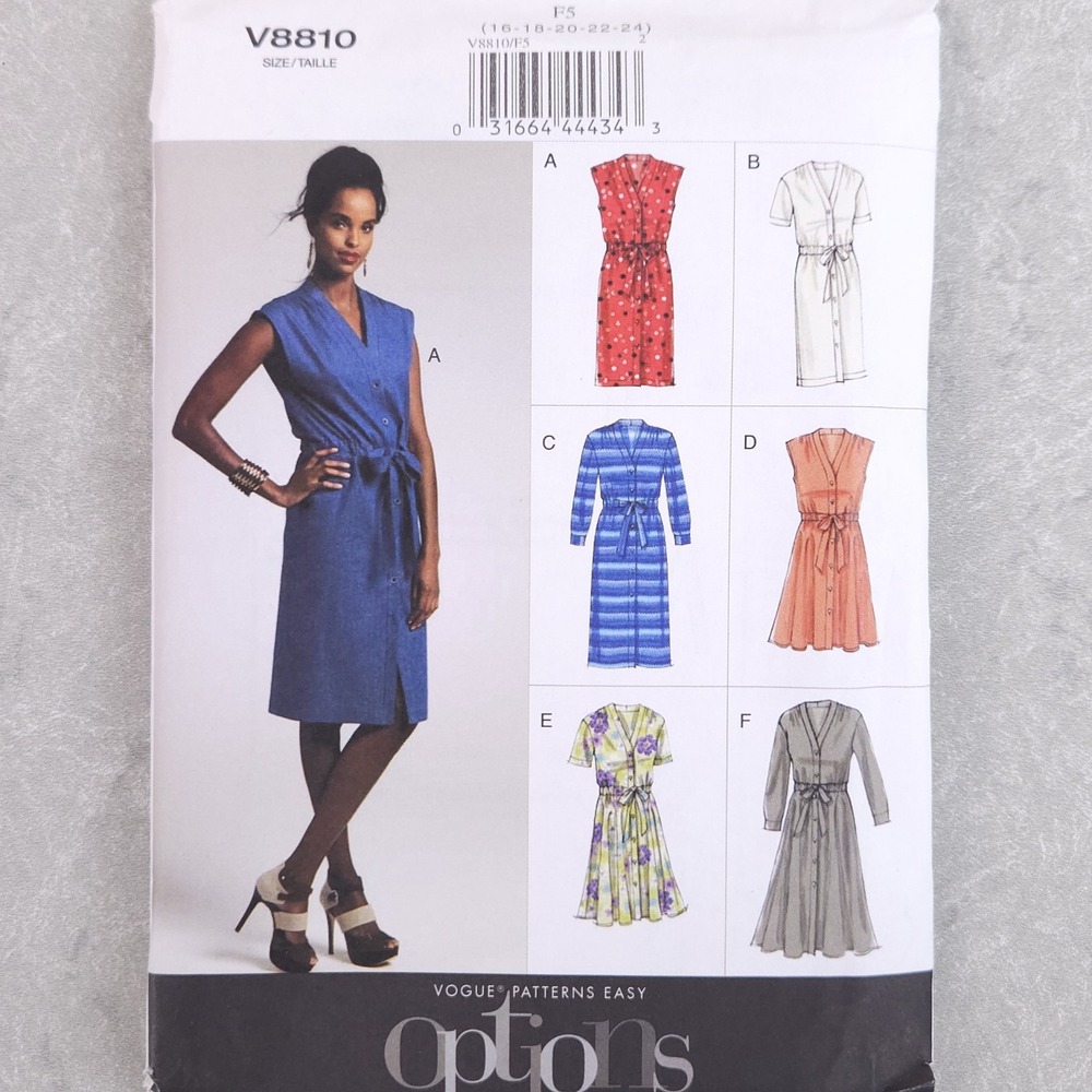 Vogue V8810 Shirt Dress 6 Mix Lot Sewing Pattern Classic Preppy Petite 16-24